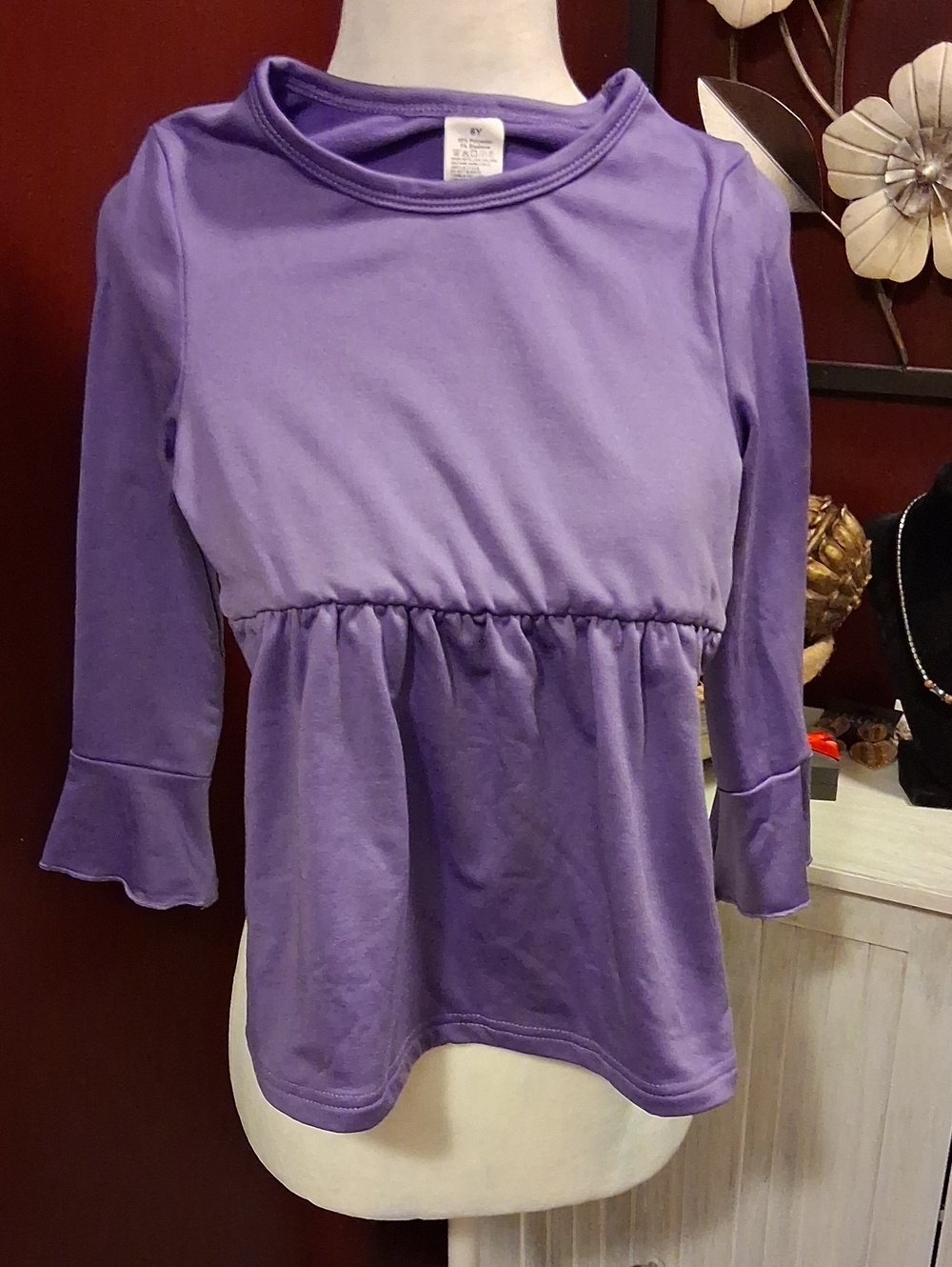 Girls' Purple 2 Piece Long-Sleeve Peplum Top